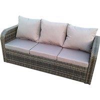 Weather-Resistant Rattan 3-Seater Garden Sofa with Cushions