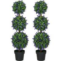 Set Of 2 Low Maintenance Artificial Lavender Plants With Pot - Indoor/Outdoor Decor