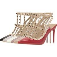 Unisex Purple Women'S Studded Pointed-Toe High Heels - Pu Leather, Waterproof, Fashion Ankle Strap Court Shoes