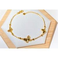 Women'S Fashionable Gold Butterfly Charm Bracelet - Silver