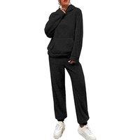 Black Women's Lightweight Teddy Lounge Set - Breathable Summer Loungewear