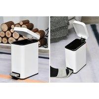 5L Rectangular White Compact Bin With Quiet-Close Pedal Lid!