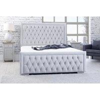 Elegant Silver Plush Hilton Bed Frame & Sturdy Base - Modern Design