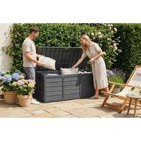Weatherproof Black Plastic Garden Storage Box - Lockable, Portable, 300L or 320L Capacity