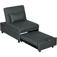 4-in-1 Fabric Convertible Chair Bed Sofa with Padded Seat & Pillow - Modern Single Recliner