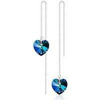 Ocean-Blue Heart-Shaped Crystal Earrings