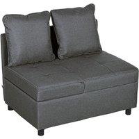 Grey Fabric 3-in-1 Reclining Sofa Bed Chair - Modern Compact, 5-Level Adjustable, Single/Double Use