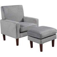 Plush Velvet Chair And Footstool