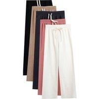 Grey Women's Fleece-Lined Wide Leg Lounge Pants - Soft Polyester, High-Waisted Comfort, UK8-12