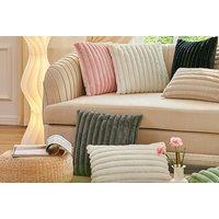 Set Of 2 Faux Fur Fluffy Striped Cushion Covers - 5 Colours, 2 Sizes!
