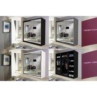 Elegant Queen Mirror Sliding Wardrobe 150/200Cm