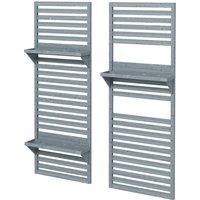 Set Of 2 Wall-Mounted Plant Stands - Natural & Grey