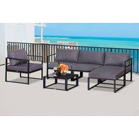 Outsunny 4-Seater Sectional Sofa Set W/Cushions In Grey