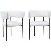 Set Of 2 Boucle Dining Chairs With Curved Backrests