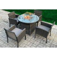 Outdoor Rattan Furniture Set With Gas Fire Pit Table - 2 Styles, 2 Sizes!