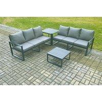 Modern Aluminium 6-Seater Garden Sofa Set with Coffee Tables