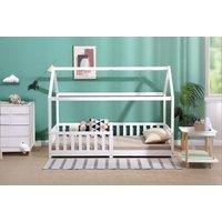 Solid Pine Kids House Bed Frame - 90x190cm, Sturdy & Safe, Scandi Style