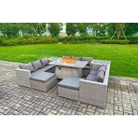 11-Seater Rattan Outdoor Dining Set With Firepit Option