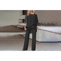 Unisex Navy Women'S Wide Leg Jumpsuit With Shawl Top - 6 Sizes, 5 Colours