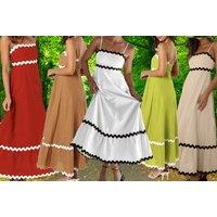 Unisex Black Women'S Strappy Maxi A-Line Dress - Breathable Summer Fashion
