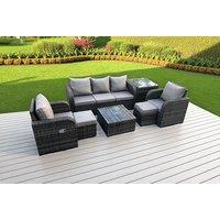 7-Seater Weather-Resistant Rattan Garden Furniture Set - Dark Grey