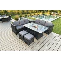 Luxurious Rattan Sofa Set With Elegant Gas Fire Pit Table