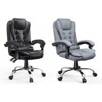 Ergonomic Computer Chair - Adjustable Home & Office, Black PU Leather or Grey Fabric