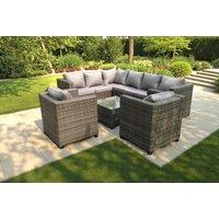 Weather-Resistant PE Rattan Corner Sofa Set - 5-Seater Outdoor Lounge with Coffee Table
