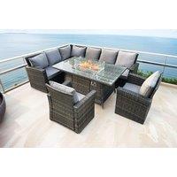 Luxurious Weather-Resistant Rattan Corner Sofa Set With Fire Pit
