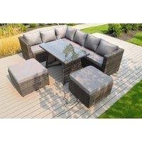 Modern PE Rattan Corner Dining Sofa Set - Weather-Resistant, 7-Seater Outdoor Lounge