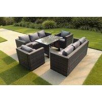 Modern PE Rattan 6-Seater Outdoor Dining Sofa Set - Weather-Resistant
