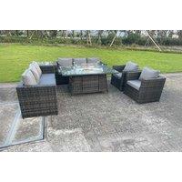Ultimate Rattan Sofa & Fire Pit Table Set