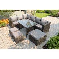Deluxe Weather-Resistant PE Rattan Corner Sofa Dining Set - 8-Seater Modern Garden Furniture