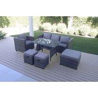 Weather-Resistant PE Rattan 6-Seater Outdoor Sofa & Dining Set - Modern Garden Lounge