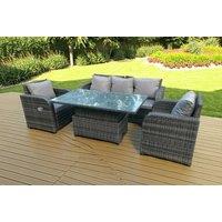 Rattan Dining Set with Reclining Sun Lounger & Weather-Resistant Features
