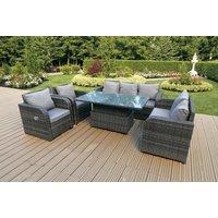 Weather-Resistant Rattan Reclining Sofa Set with Rising Table - 4-Seater Garden Lounge