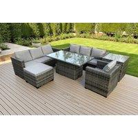 Modern Weather-Resistant Rattan Dining Set with Adjustable Table