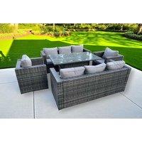 Rattan Outdoor Sofa & Rising Dining Set - Weather-Resistant, 5-Seater Modern Garden Furniture