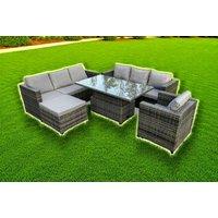 Modern Weather-Resistant Rattan Sofa Chair & Footstool Set
