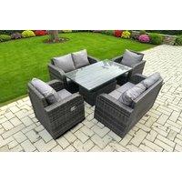 Weather-Resistant 6-Seater PE Rattan Reclining Dining Set