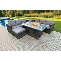 Luxurious Weather-Resistant Rattan Sofa Set with Fire Pit