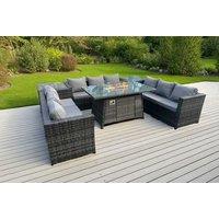 Luxurious Weather-Resistant PE Rattan Sofa Set with Gas Fire Pit Table