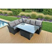 Deluxe Grey Rattan Outdoor Sofa Dining Set - 6-Seater, Weather-Resistant