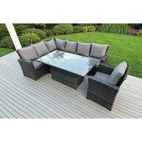 Modern Weather-Resistant Rattan Dining Set with Adjustable Table