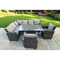 Modern PE Rattan Dining Sofa Set with Rising Table