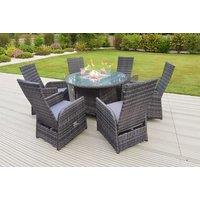 Modern Rattan Reclining Chair & Gas Fire Pit Table Set