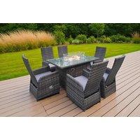 Luxury Rattan Reclining Chair & Fire Pit Table Set
