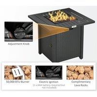 Rattan-Style Gas Fire Pit Table - 50,000 Btu Outdoor Heater With Spark Guard