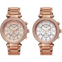 Women'S Quartz Rhinestone Wrist Watch - Rose Or White