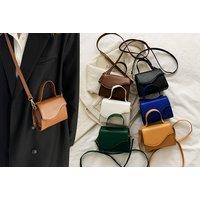 Mini Solid Flap Crossbody Bag In 6 Colours - Brown